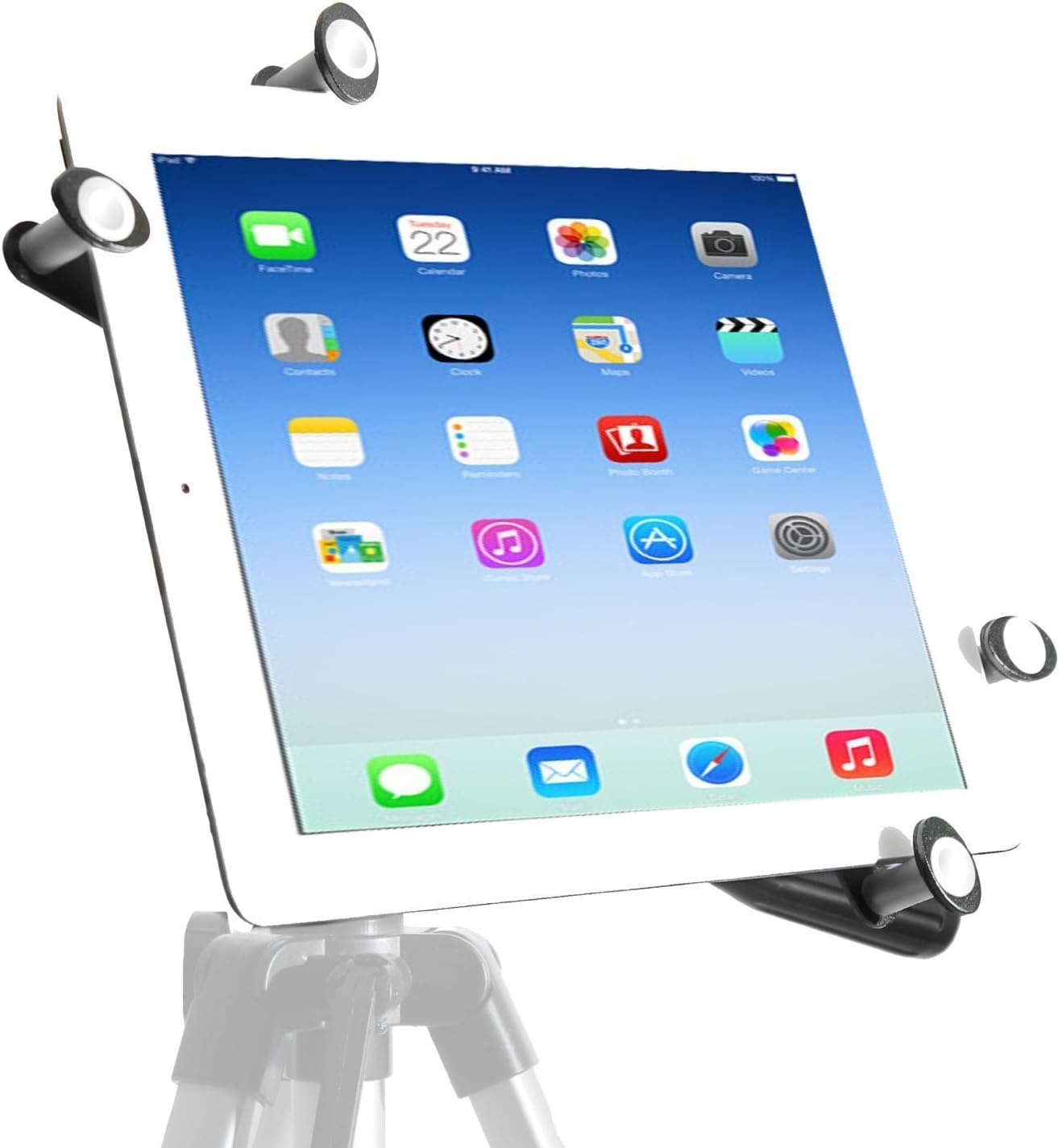 iShot G7 Pro iPad Pro 12.9/11 / 9.7/10.5 All Metal Tripod Mount Adapter Holder + Free Bluetooth Compatible Camera/Video Remote - Works with Cases and with All iPad Gen. & Other 7-13" Tablets