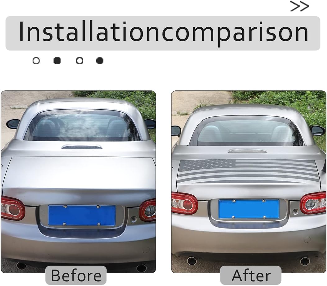 Car Engine Hood Cover Sticker,Trunk Sticker, License Plate Frame Sticker, Rear Window Sticker,US Flag Sticker,UK Flag Sticker Fit for Mazda MX-5 NC RF Miata 2009-2015 (Trunk, US Flage)