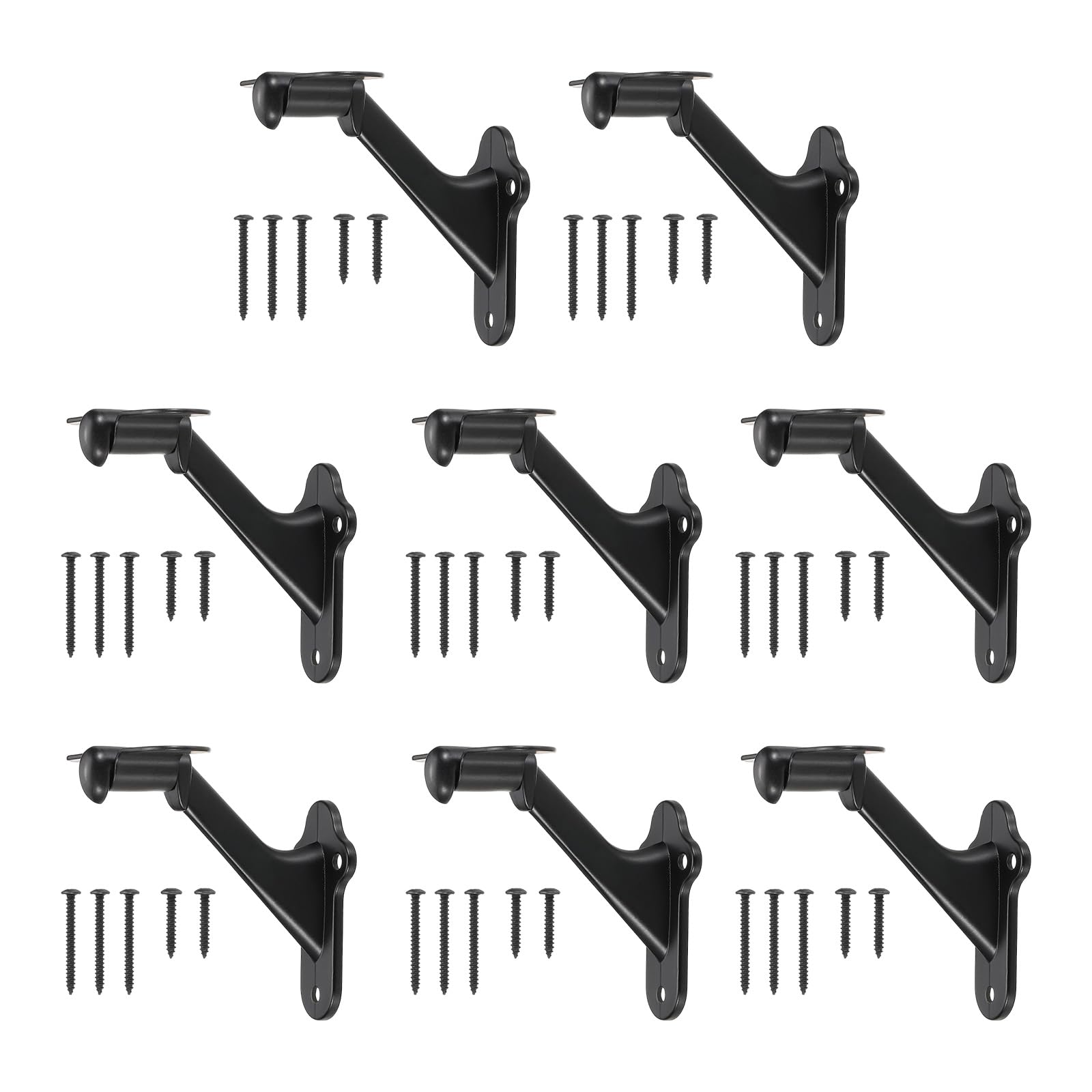 sourcing map 8Pack Black Handrail Bracket, 3 Inch Heavy Duty Stair Railing Brackets Stair Support Banister Hardware for Home Office Indoor & Outdoor Stairways