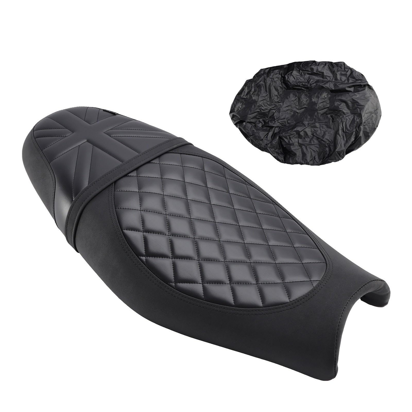 Para velocidad de calle doble Cojín de asiento | Reemplace el asiento delantero trasero conductor y pasajero, inferior, negro(BlackC)