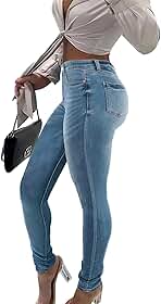 Calça jeans colombiana skinny com cintura alta elástica e curvilínea