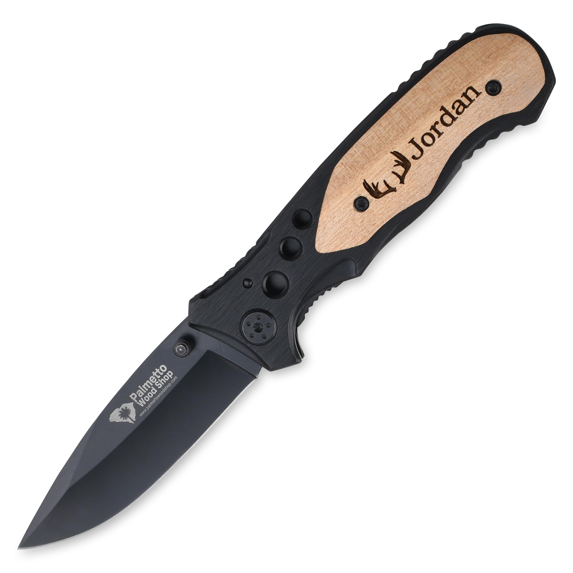 Palmetto Wood Shop Pocket Knife — Laser Engraved Custom Knife Gift for Men
