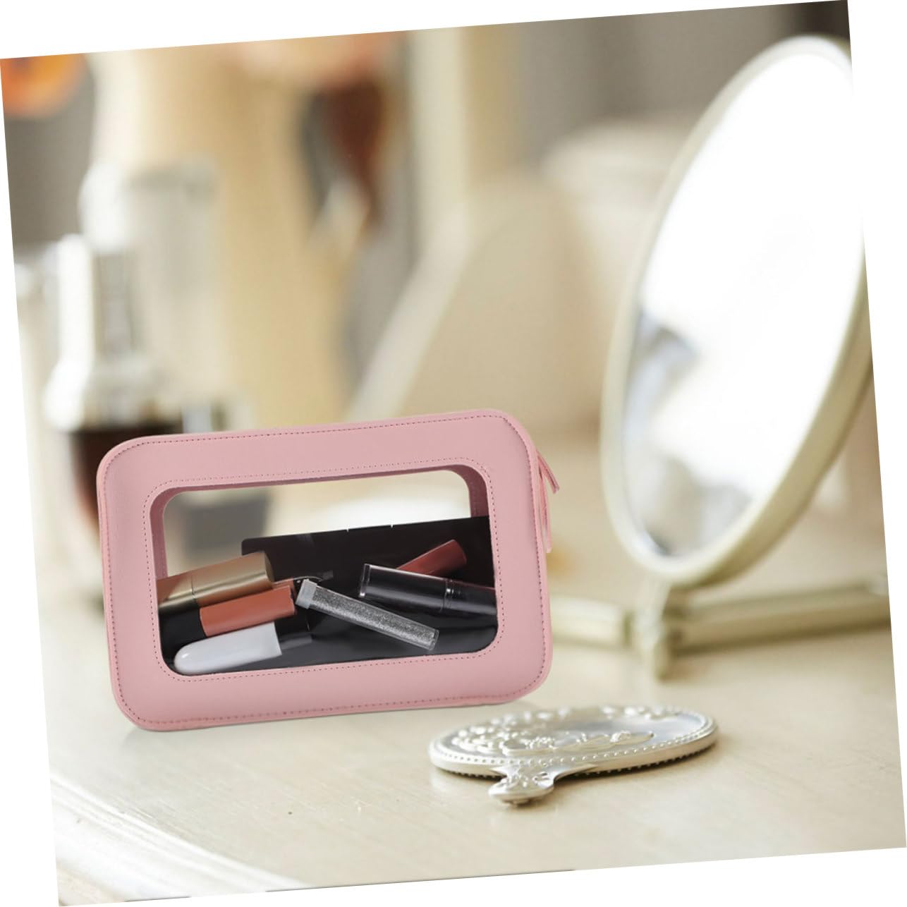 2pezzi Borsa Cosmetica Trasparente Con Doppia Cerniera Organizer Da Viaggio Per Cosmetici e Toiletries Per Aeroporto e Valigia