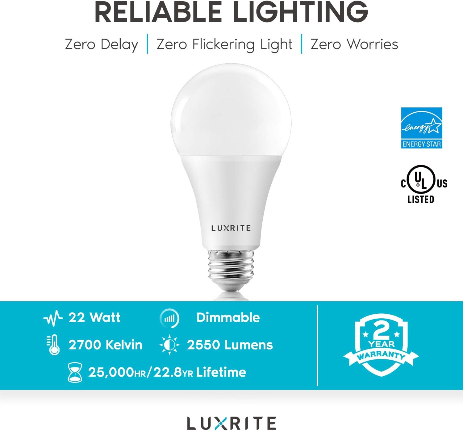Crеаtіvе Prоduсt Luxrite A21 LED Bulbs 150 Watt Equivalent, 2550 Lumens, 2700K Soft White, Enclosed Fixture Rated, Dimmable Standard LED Bulb 22W, Energy Star, E26 Medium Base - Indoor and Outdoor (2 Pack) Bеѕt Prоmо Luxrite A21 LED Bulbs 150 Watt Equivalent, 2550 Lumens, 2700K Soft White, Enclosed Fixture Rated, Dimmable Standard LED Bulb 22W, Energy Star, E26 Medium Base - Indoor and Outdoor (2 Pack)