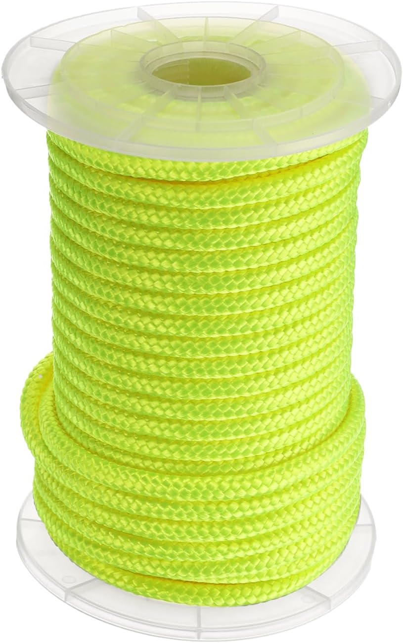 HARFINGTON Solid Braid Nylon Rope 1/4 Inch 500 ft Multipurpose Polypropylene Utility Rope Cord Line for Camping Flag Pole Knot, Orange
