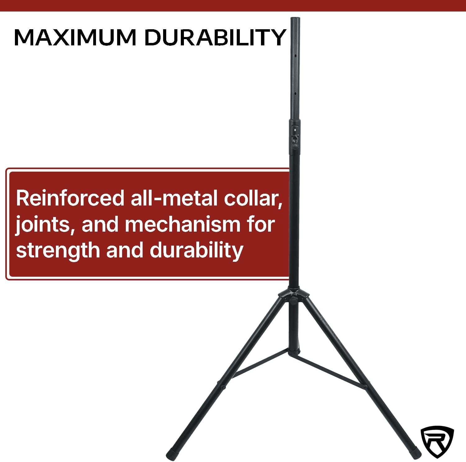 Rockville RVSS13 Heavy-Duty Tripod DJ PA Speaker Stand, Air-Assist Lowering, All-Metal Design, Adjustable 47-81 Inches, Stable Base, for Live Events and Mobile DJs