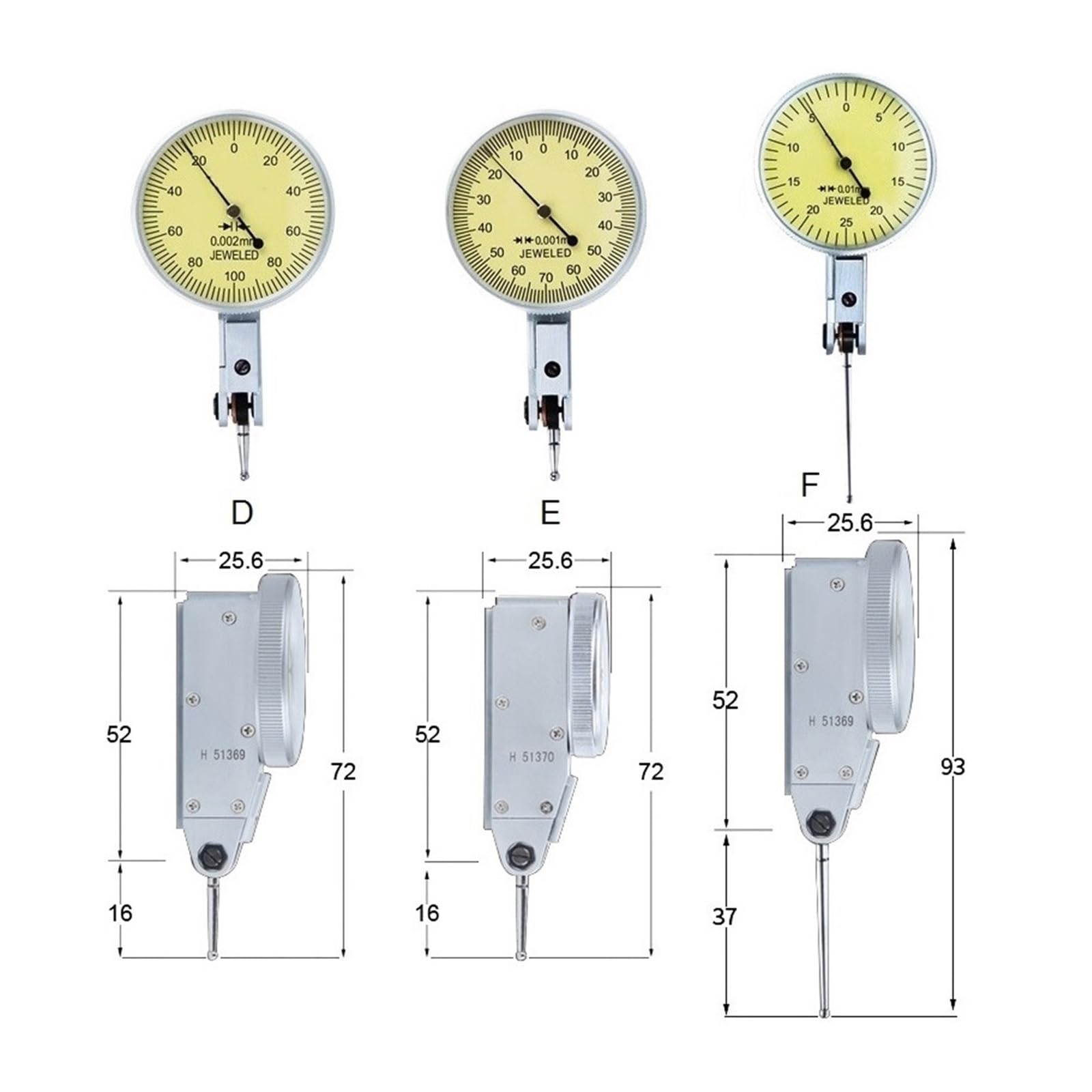 Indicador de Dial apalancamiento 0.001mm, 0-0,8mm, eje medición, prueba analógica, herramientas instrumento calibre analógico profesional,Calibración precisa(Model B)