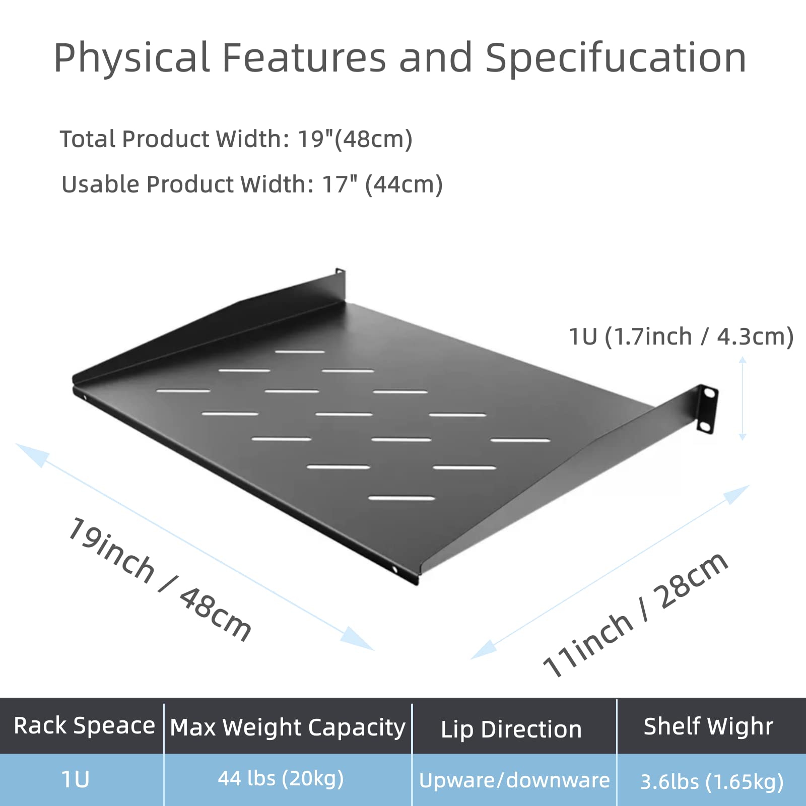TECHTOO Rack Shelf Vented Cantilever Universal Shelves - 11