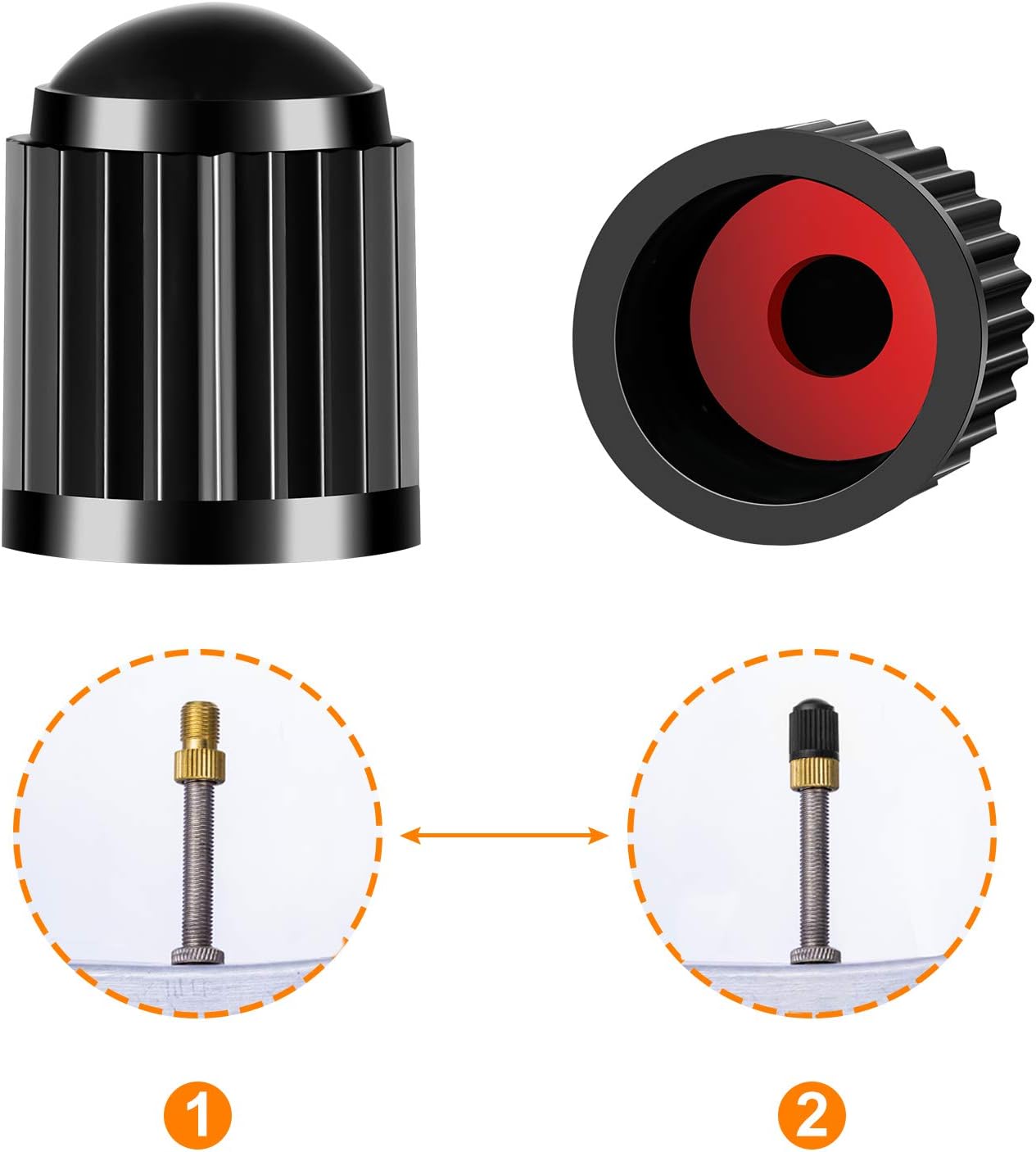 HZJD 6PCS Presta Valve Adapter, Convert Presta to Schrader Adaptor for Bike, Inflate Tire Using Standard Pump or Air Compressor, 12PCS Tire Valve Caps