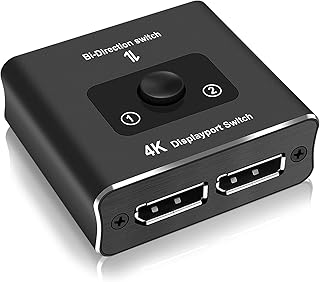 DisplayPort Switch Splitter,DP 1.2 Bi-Directional Switcher 2 in 1 Out/1in 2 Out,Support 4K@60Hz, Compatible with PC Host Monitor Laptop projectors etc