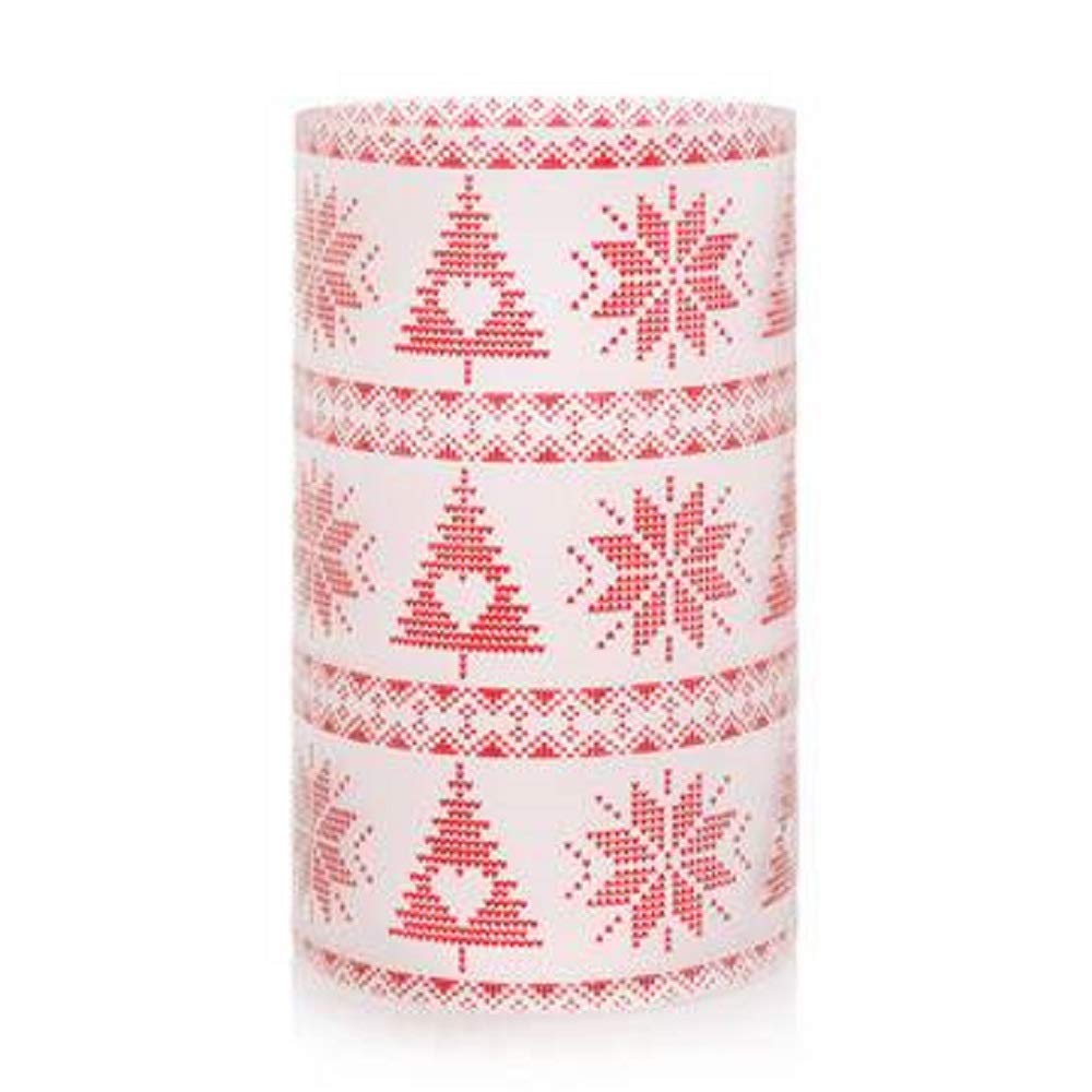 Yankee Candle Multicolor Mountian Holiday Red Nordic Frosted Candle Holder, Metal, Multi-Colour, 20.1Cm