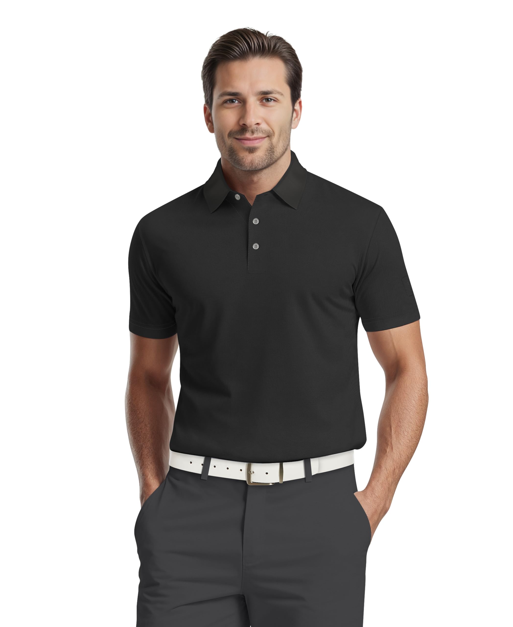 Men's Airflux Solid Mesh Short Sleeve Classic Golf Polo Shirt