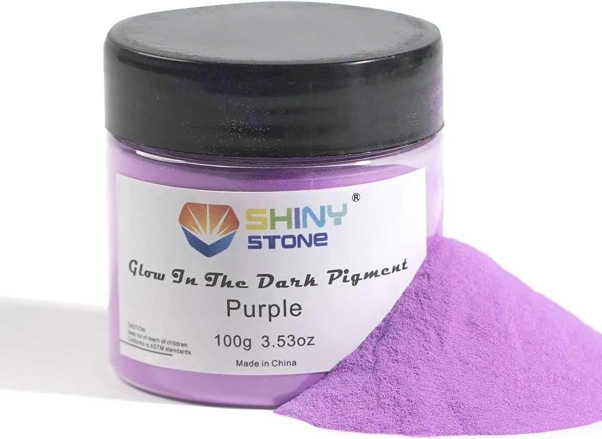 Shiny Stone Glow in The Dark Powder Pigment, Neutral and Fluorescent Colorful Luminous Pigment Powder for Painting, Epoxy Resin Colorant, DIY Crafts and Theme Party,100g/3.53oz (Purple)