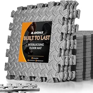 Amonax Exercise Interlocking Floor Mats, Eva Foam Mats, Puzzle Kids Play Floor Mats for Swimming Pool, Garage Floor Tiles Fitness Exercise Equipment Mat Workout Mats for Home Gym