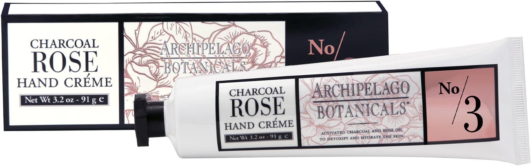 Charcoal Rose Hand Crème | Rich and Lightly Scented Lotion for Cuticles and Rough Spots | Premium Plant Extracts (3.2 oz)