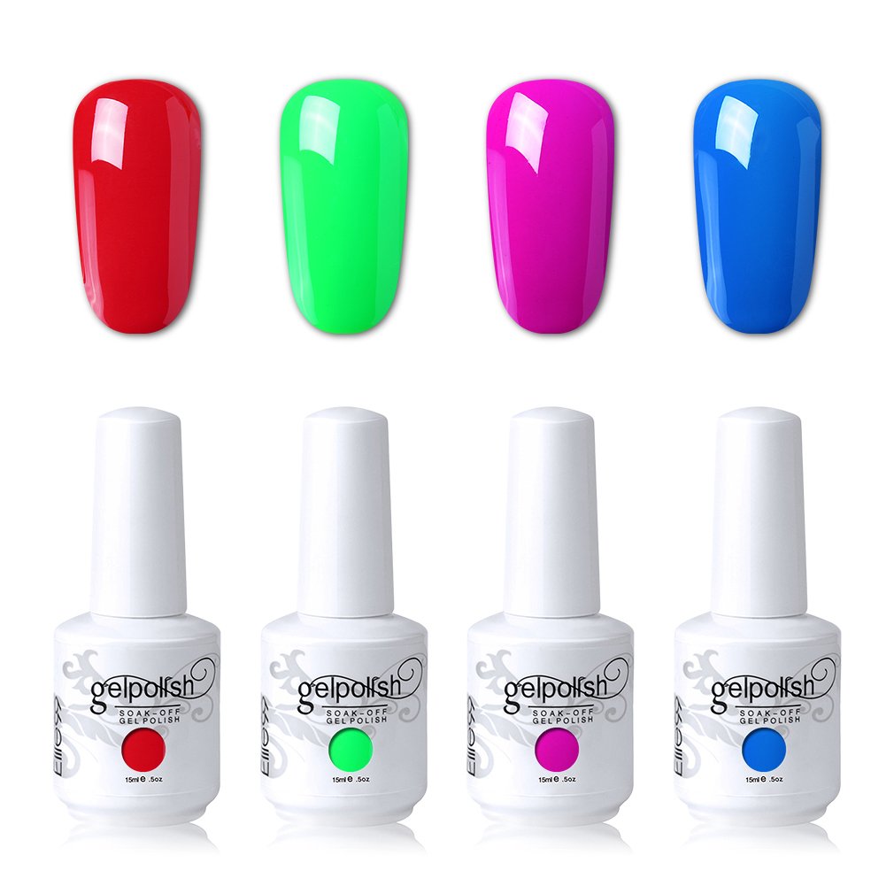 Elite99 Soak Off Gel Polish Lacquer UV LED Nail Art Manicure Kit 4 Colors Set LM-C147 + Free Gift (20pcs Gel Remover Wraps)