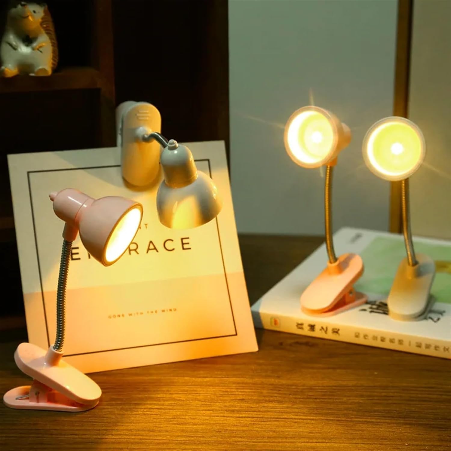 Book Lights， Book Light LED Clamp Reading Lamp Night Lights Books to Read Bookmark Desk Decoration Bedroom Writing Stand Small (Color : White)