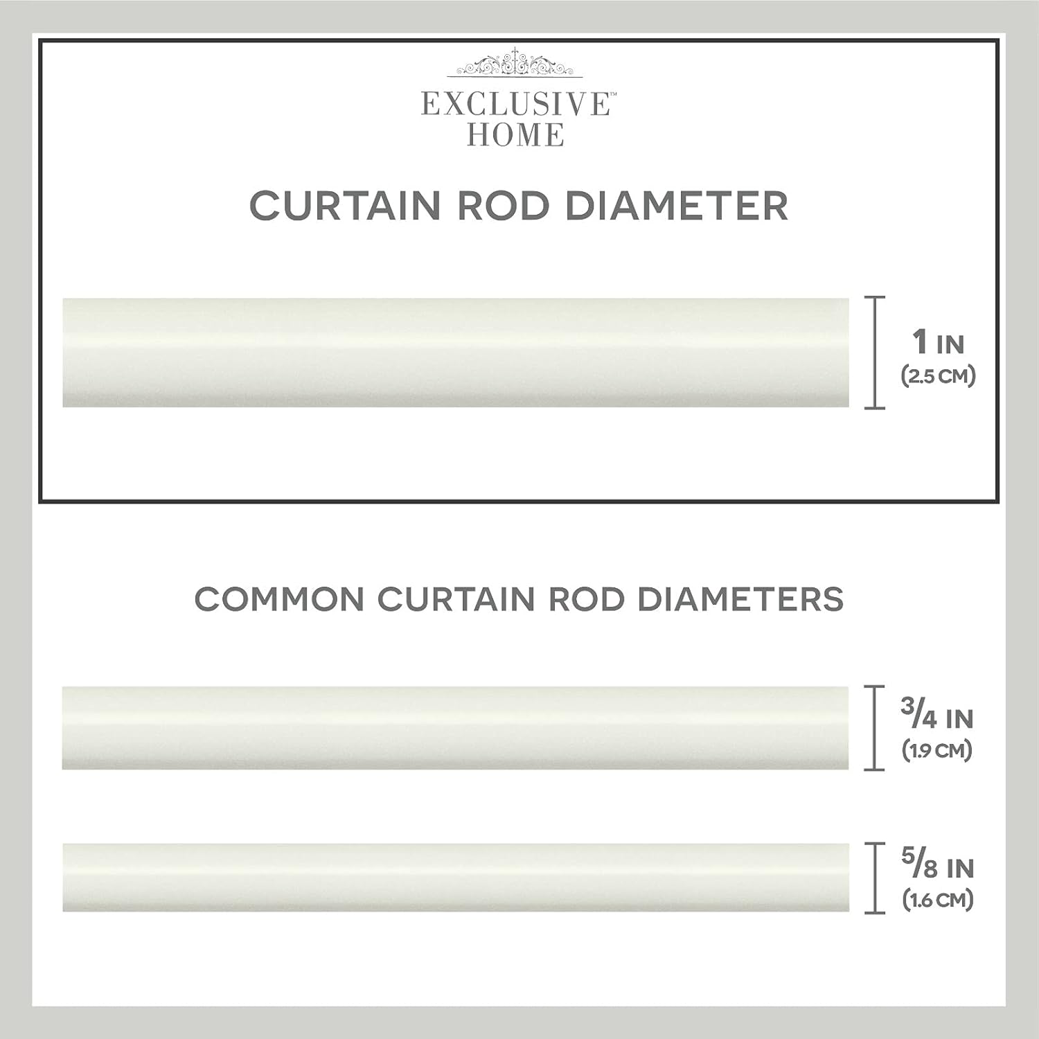 Exclusive Home Hillhurst 1" Window Curtain Rod and Finial Set, Off White, Adjustable 35"-66"