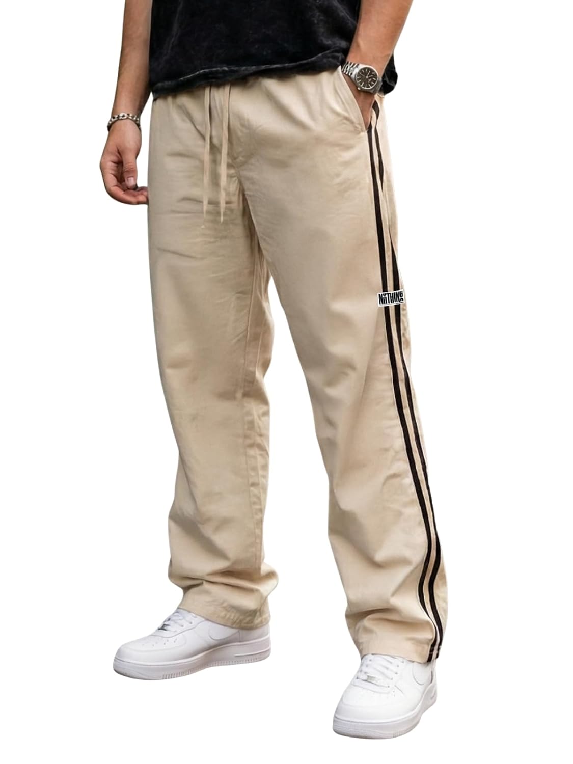 Veirdo Cotton Terry Side Striped Oversized Loose Fit Knitted Cargo for Men (Colors: Beige & Olive) - Review, Price and Buying Guide