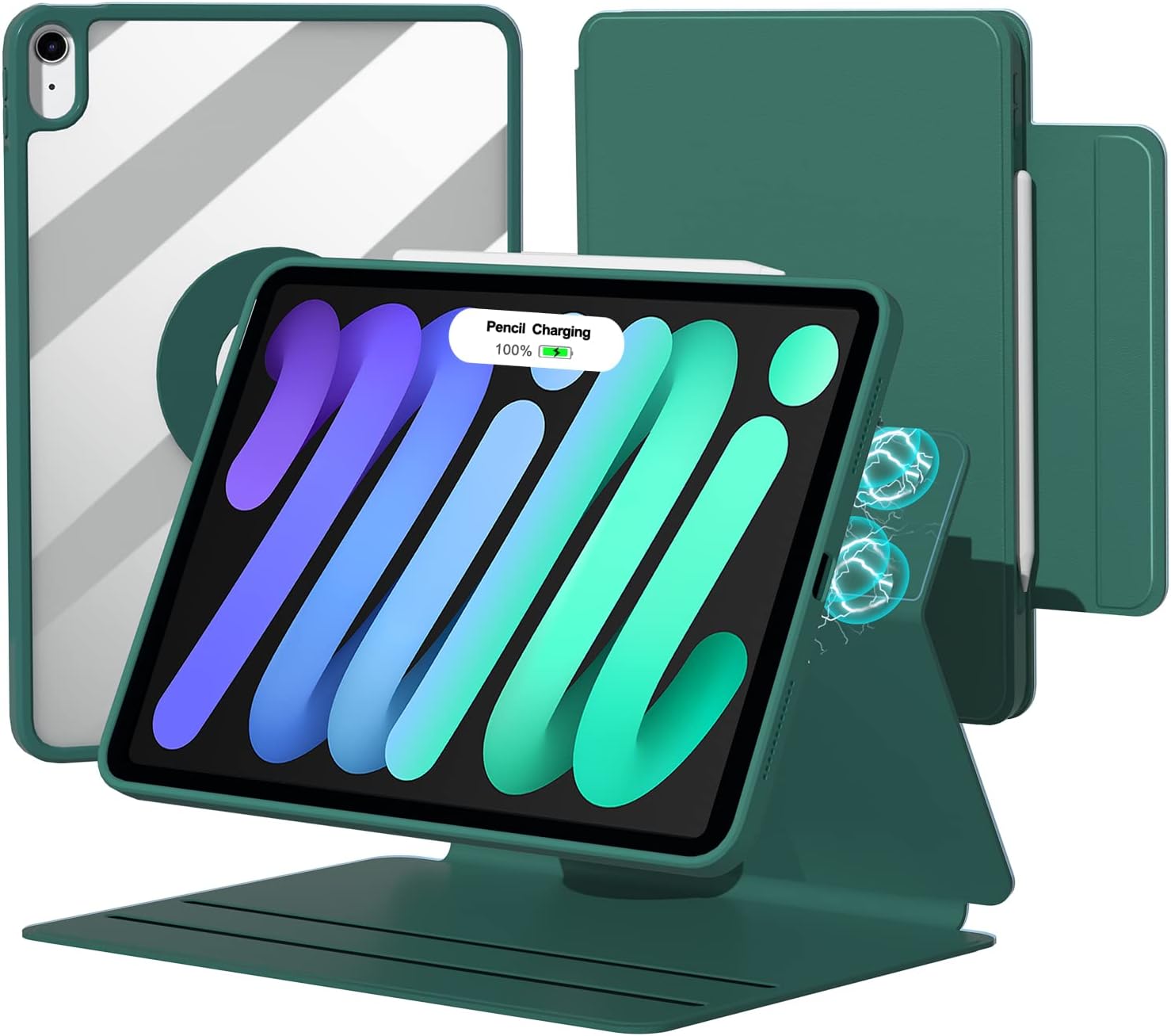 Case for iPad Mini 6 2021 6th Generation, Semi-Silicone Protective Cover Built-in Pencil Holder