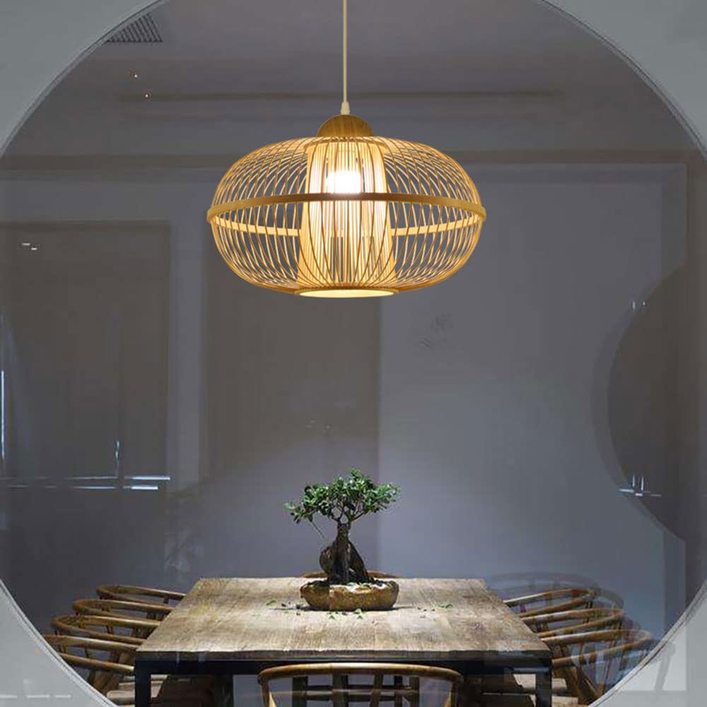 chandelier Lampa wisząca, ręcznie tkana lampa wisząca z bambusa, ręcznie tkana lampa wisząca z rattanu w kształcie kopuły, naturalne żyrandole z podstawą E27 Tkane światło 1 lampa wisząca do kuchni