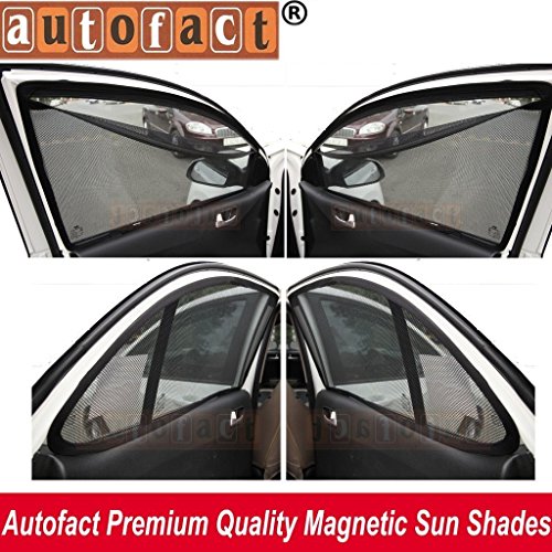Image of Autofact Magnetic Car Sunshades Compatible with Tata Tigor (Set of 4) - Easy Installation, UV Protection, Keeps Car Cool (Front 2 with Zippers for Easy Access, Rear 2 Without Zippers)