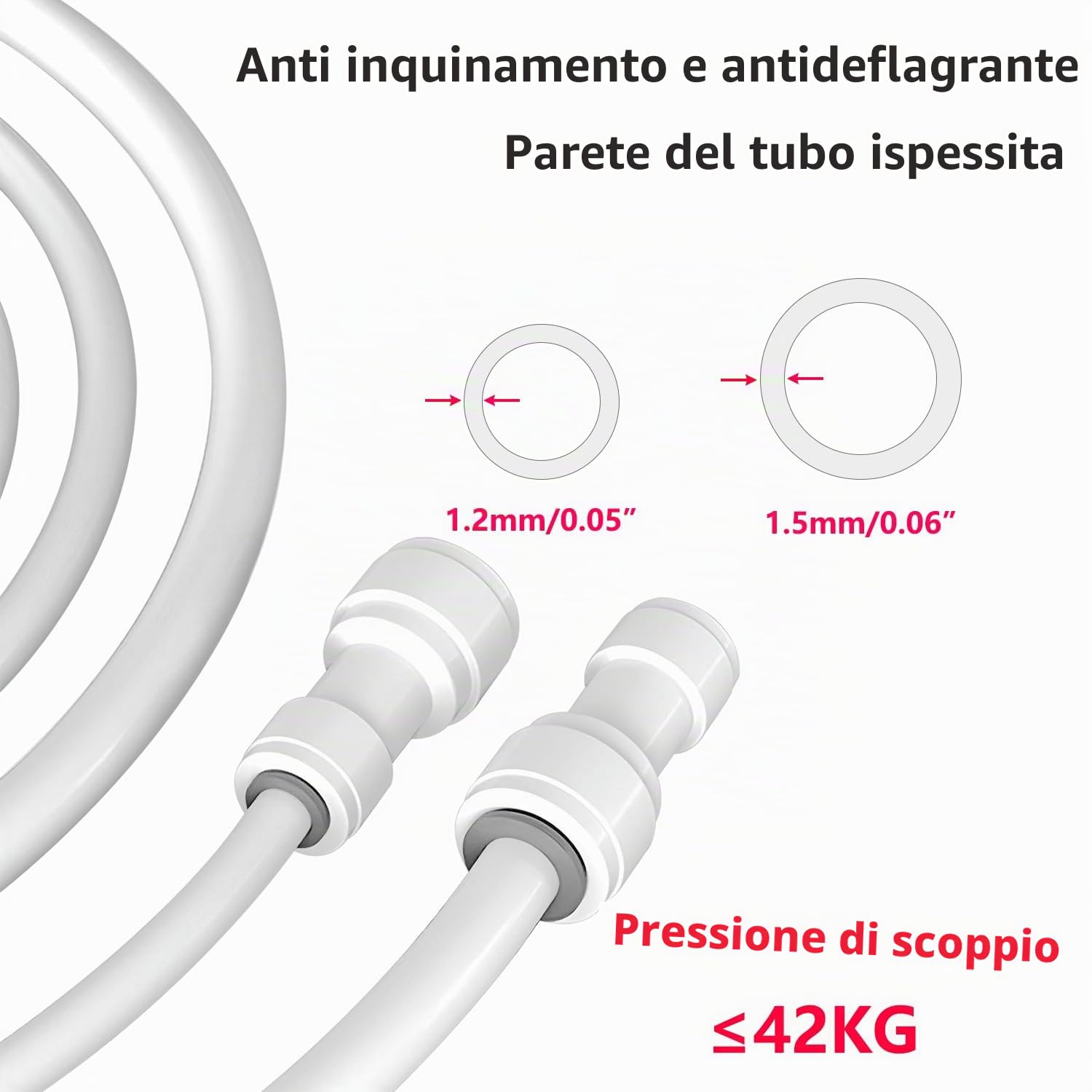 Qrity 2 Metri Tubo di Alimentazione dell'Acqua, 1/4" Flessibile PE Tubo per Osmosi Inversa, Filtro Dell'Acqua