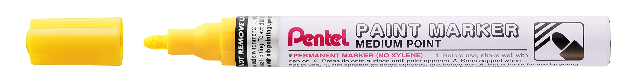 Pentel MMP10 Paint Marker, marcador permanente punta media 4,5 mm, amarillo, 6 unidades
