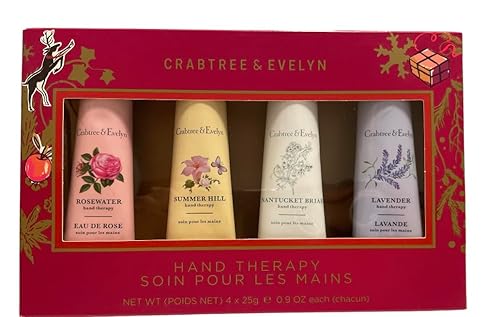 Crabtree & Evelyn Terapia de manos paquete de 4 (0.9 oz cada uno) (Summer Hill, Nantucket Briar, lavanda, agua de rosas)
