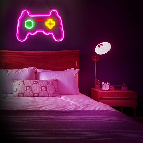 Miniatura 7 de Letrero de neón LED para jugador, controlador de juego para decoración de habitación de jugadores, letrero de neón para decoración de pared de 16 x