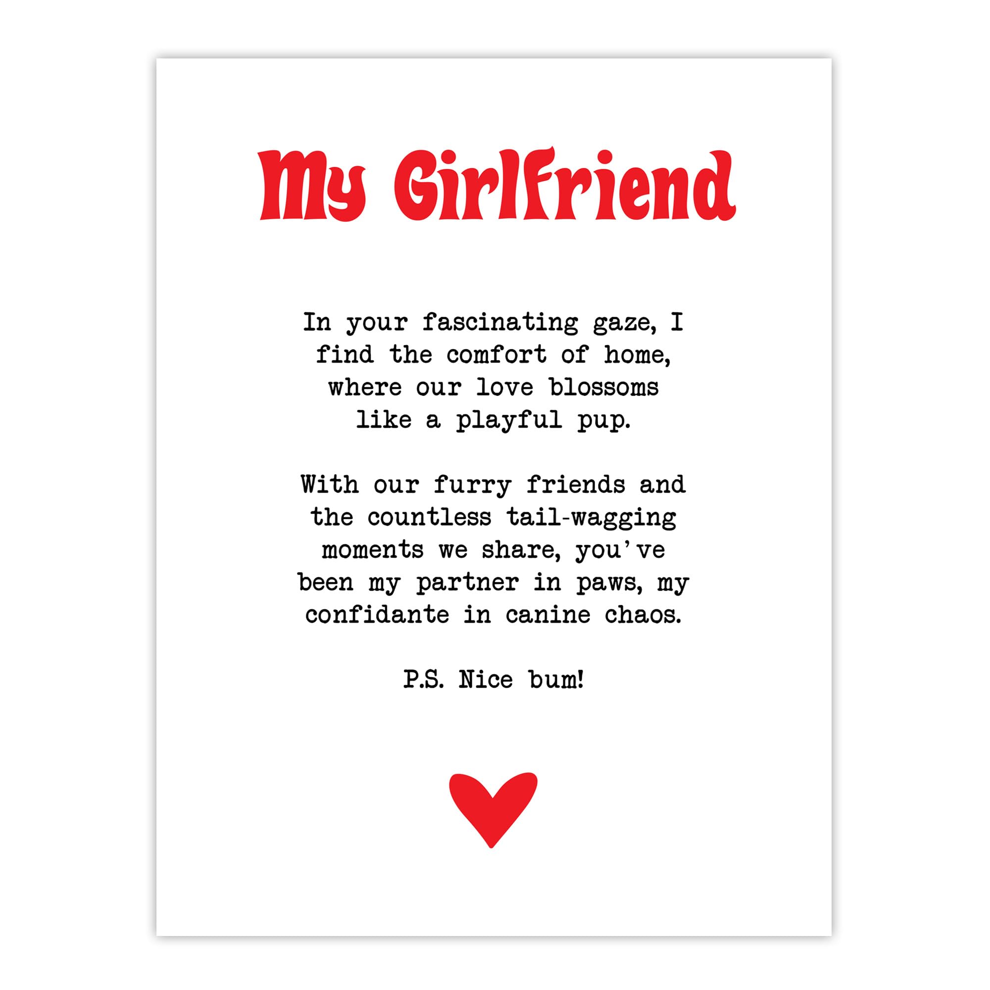 Artery8 Love Poem Dog Lover Girlfriend Romantic Poetry Bedroom Extra Large XL Wall Art Poster Print
