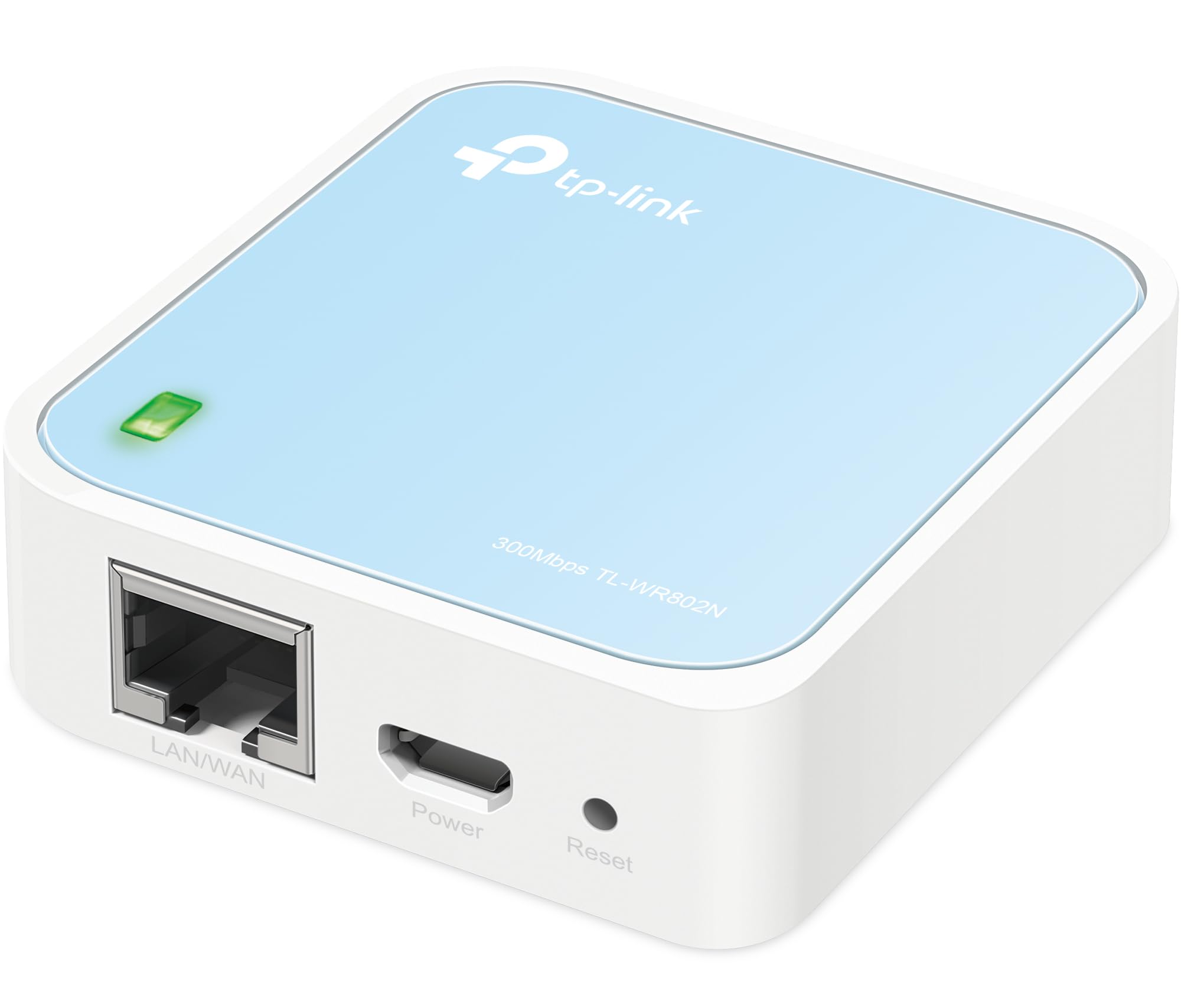 TP-Link TL-WR802N N300 WLAN Nano Router (Tragbar, Accesspoint, TV Adapter, Repeater, Router, Client, 300 Mbit/s (2,4GHz), Print, Media, FTP Server), blue,White