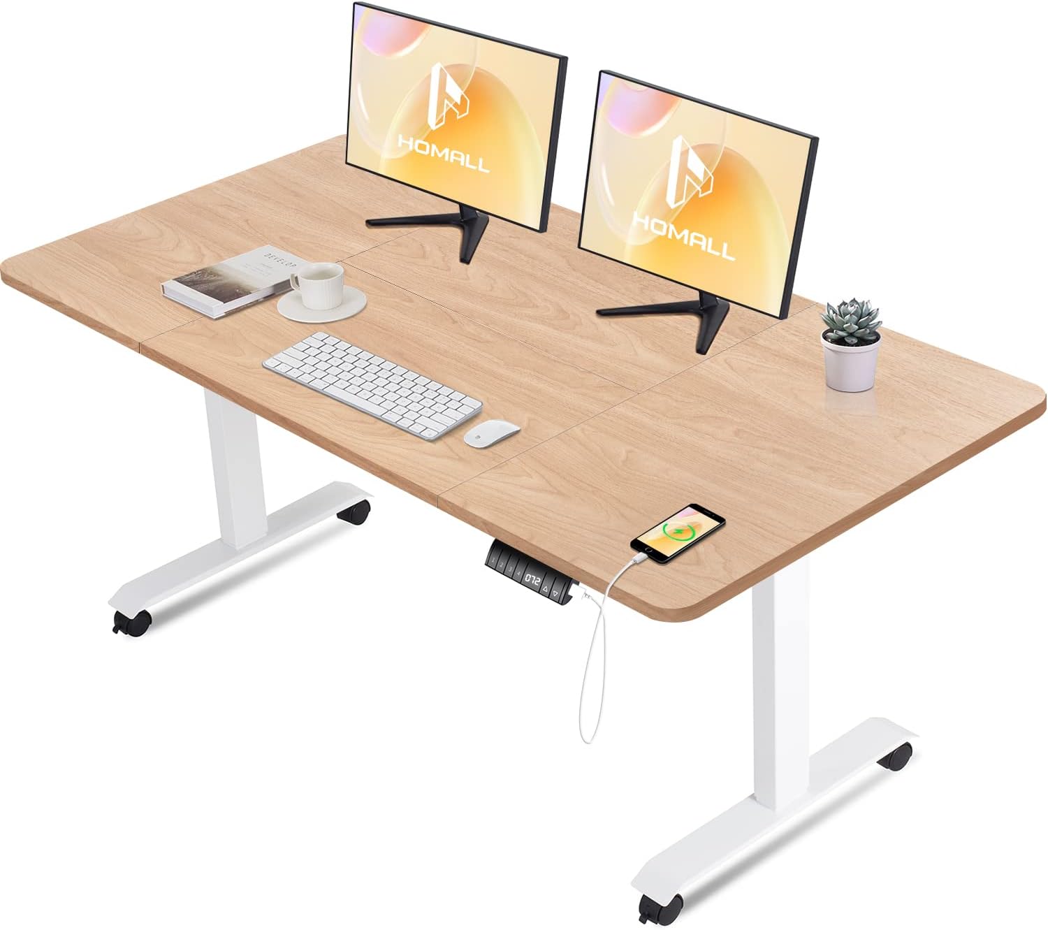 Homall Bureau Assis Debout Électrique avec Plateau 160x80cm, Table Réglable en Hauteur avec
