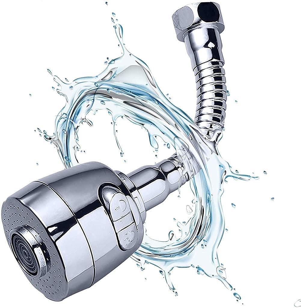 HEXONIQ® Water Swivel Faucet, 360 ° Rotatable Spray Head Adapter Kitchen Swivel Tap 2 Modes Water Saving Spray Splash-Proof Faucet For Bathroom Kitchen, 16 x 5 cm