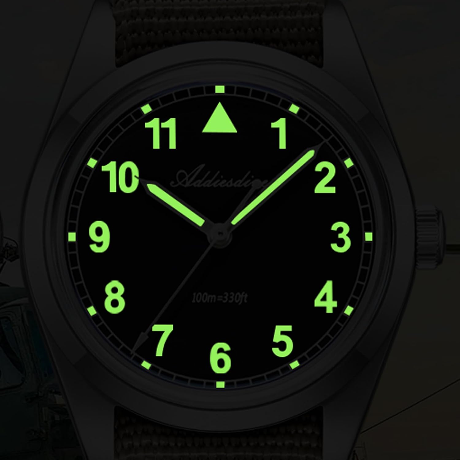 ADDIESDIVE 36MM Mens Military Field Watches VH31 Quartz Movement Sweep Second Hand Luminous 100M Waterproof Watches for Men Minimalist Outdoor Sports Mens Wrist Watch