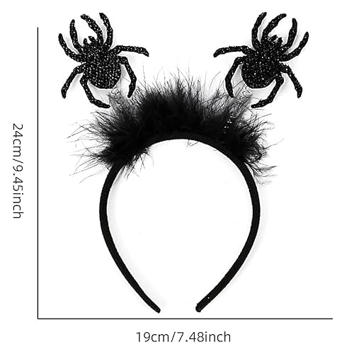 Miniatura 2 de Doneace Diadema de araña negra de Halloween, accesorio de disfraz de Halloween para mujer, diadema de plumas para fiesta de Halloween, accesorios de