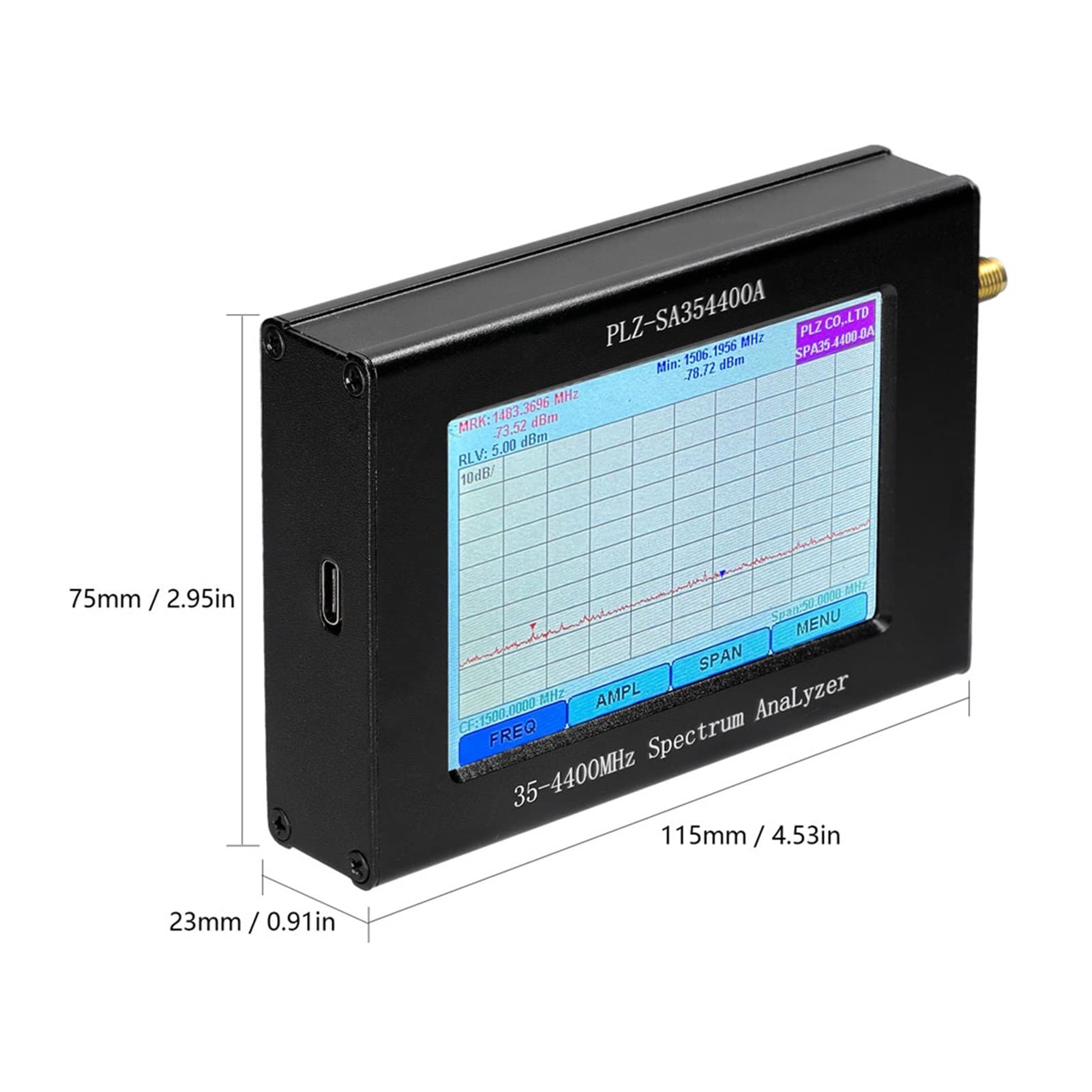 Spektrumanalysatoren PLZ-SA35-4400-A1 Spektrum-Netzwerkanalysator Signal-Source Tracking-Source 35-4400MHz Amplitudenbandbreite Frequenz LCD Antennenanalysator anzeigen Spannungs-Stehwellenverhältnis,