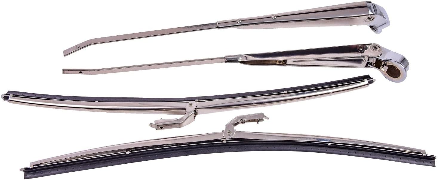 JEGS 79118 Windshield Wiper Arm & Blade Set 1964-1967 GM A-Body Correct OE Silve