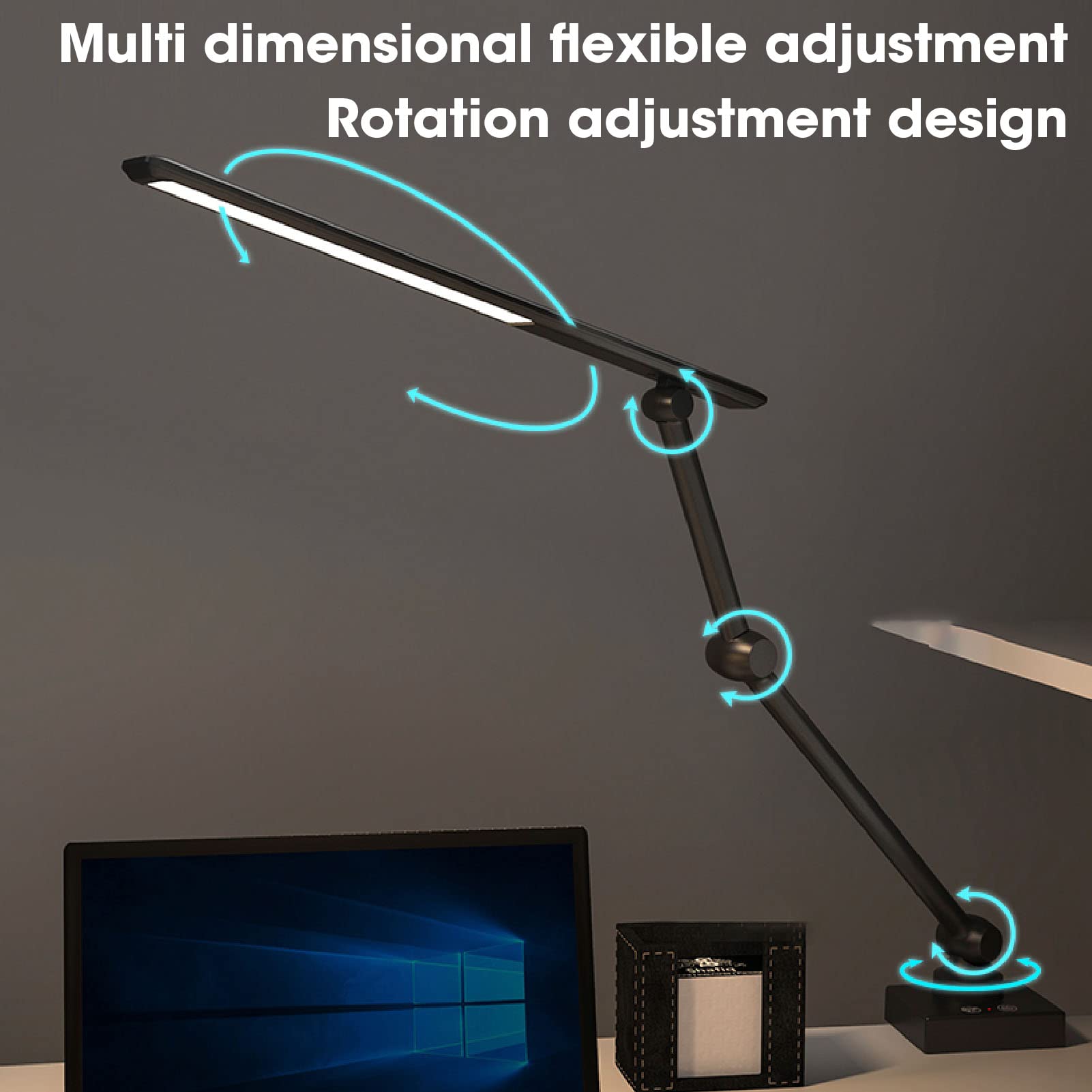 Dimmbare LED-Schreibtischlampe mit 3 Farbmodi Touch-Steuerung aunschonendes Leselicht verstellbarer drehbarer Kopf Timer perfekt für Zuhause Büro und Schlafzimmer