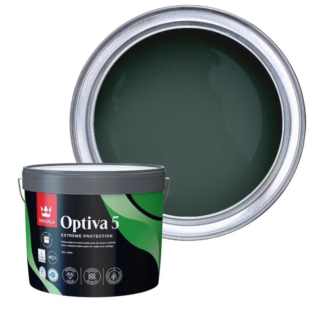 TIKKURILA Optiva 5 Matt Emulsion Paint – Durable, Scrubbable & Easy-Clean for Walls and Ceilings | Zero VOC - 10L Fjord M442