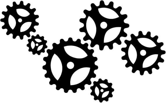 Vinyl Wall Art Decal - Gears - 14" x 23" - Modern Engineer Mechanical Cogwheel Figure Shapes for Home Living Room Apartment Closet Bedroom Work Dorm Room Office Decoration