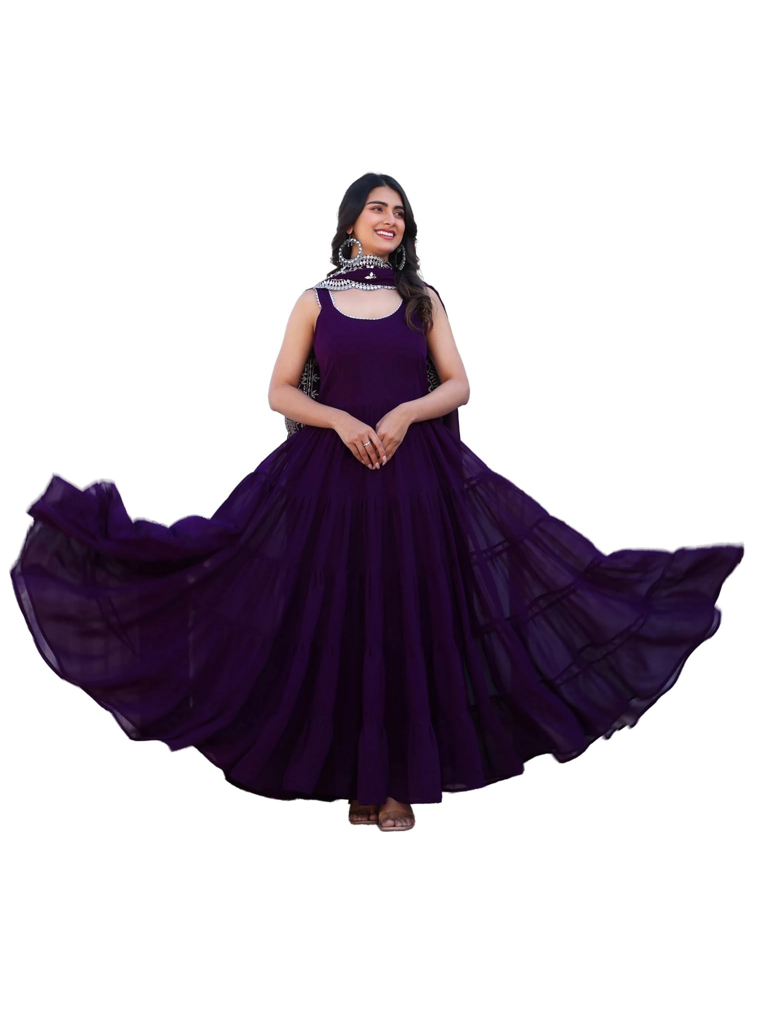 Fashion Basket Georgette Anarkali Dress For Women Yellow