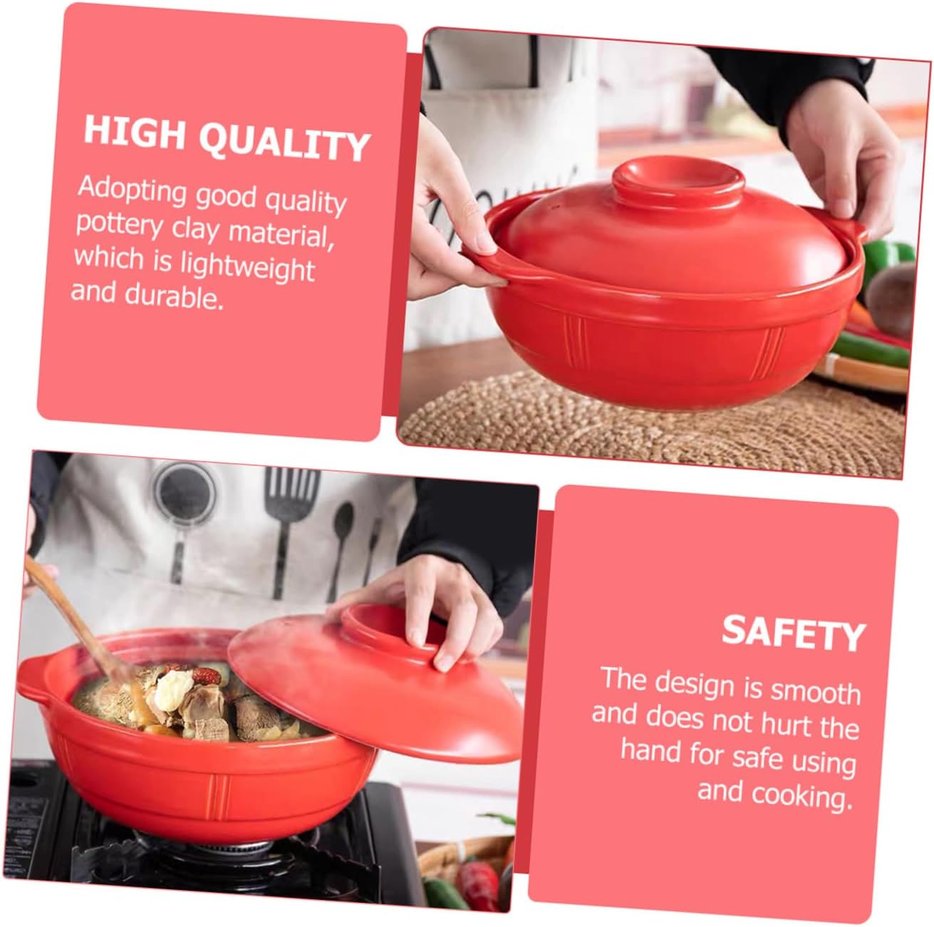 Household Casserole Pot Non-stick Food Stew Pot for Braised Chicken and Soup High-temperature Resistant for Home and Restaurant Cooking Design