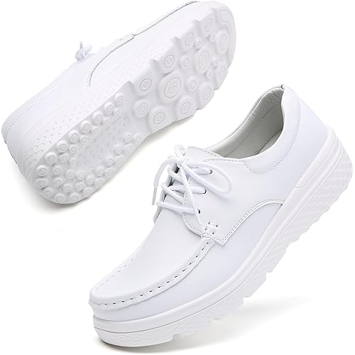 Women's Lightweight Nursing Shoes Comfortable Leather Loafers