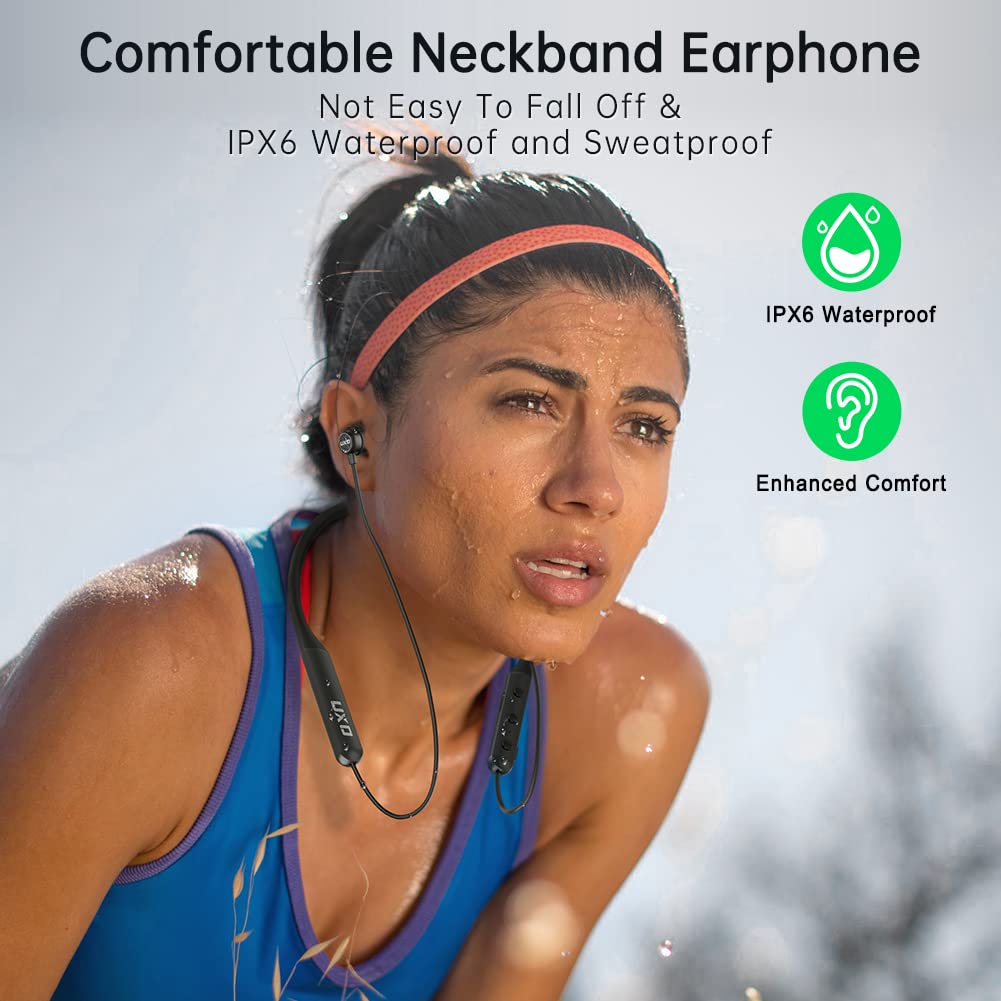Cuffie Bluetooth, Auricolare bluetooth con archetto da collo, Cuffie Wireless In-Ear con Microfon, Fino a 20h di Autonomia, per Corsa, Fitness