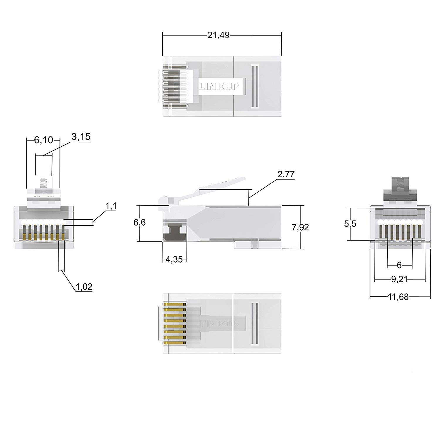 LINKUP - Cat6 RJ45 Easy Pass Thru Connector | Ethernet LAN Internet Jack Adapter | UTP Gigabit Network Round Cable Plug | Low NEXT RL | High Performance | 105 Pack