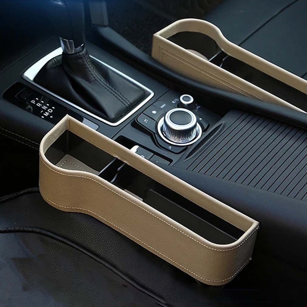 Multifunctional Car Seat Organizer Set, Car Seat Gap Organiser, Leather Car Seat Gap Filler Organiser, Car Seat Organiser Car Organisers, Multifunctional Front Car Seat Gap Organiser (Beige, Left)