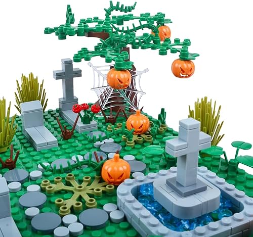 Miniatura 6 de Juego de mini ladrillos embrujados de Halloween, juego de cementerio, bloques de construcción, arquitectura, ladrillos de construcción, juego de