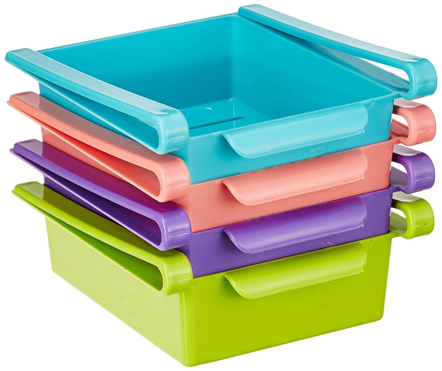 KB Collection Refrigerator Storage Basket, Fridge Rack, Sliding Vegetable Organizer Tray Box, Freeze Space Saver Drawer & Kulfi Maker- Set of 4, Random Colour