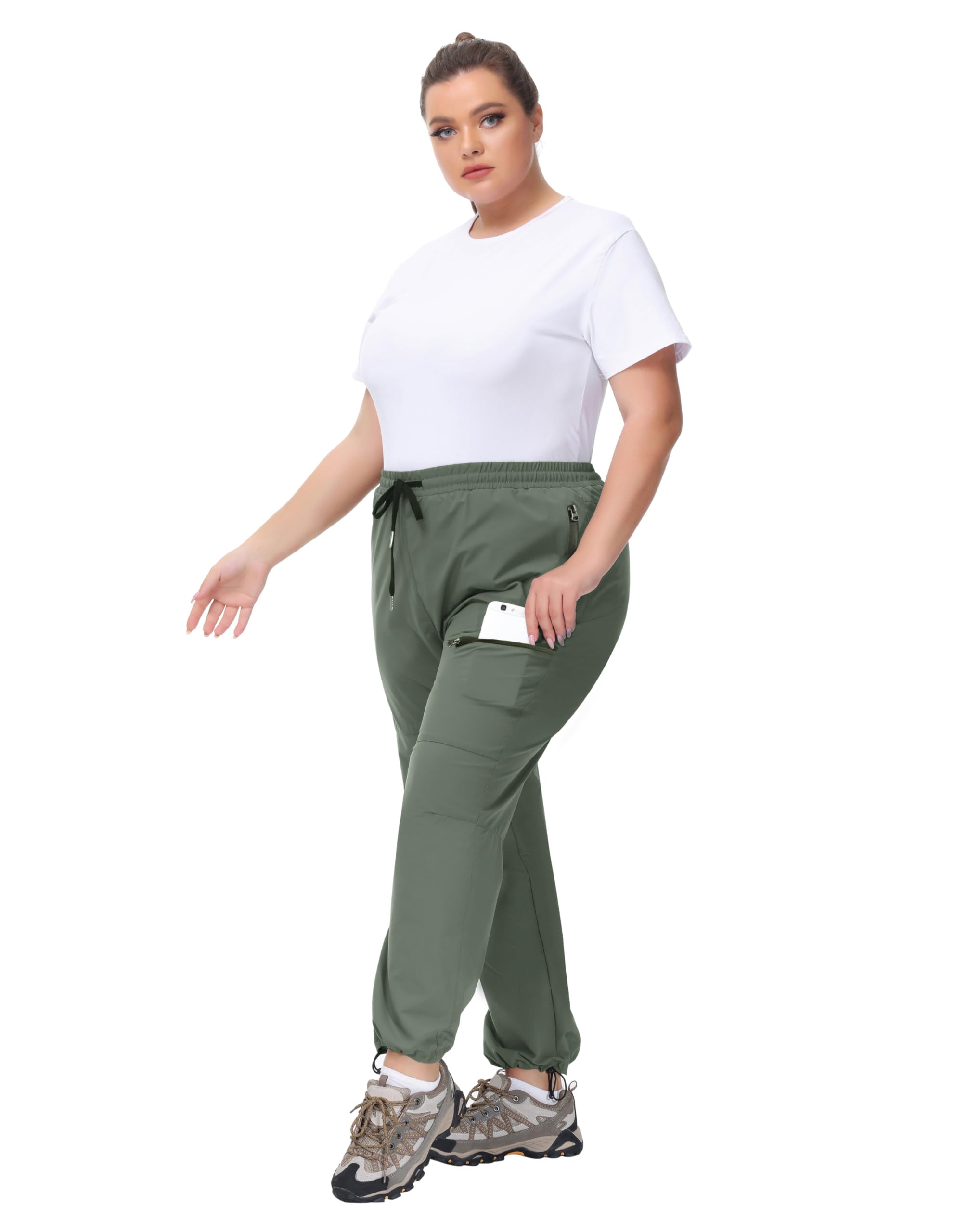Hanna Nikole Pantaloni cargo da donna, elasticizzati, impermeabili, con chiusura lampo